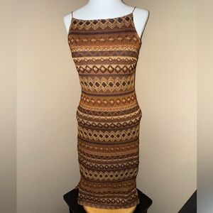 Cherokee Strapless Dress with Brown Patterns